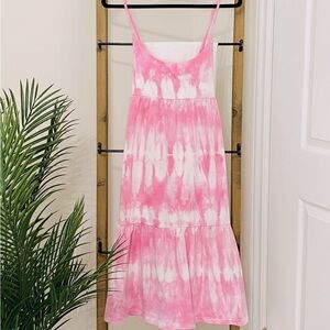 NWOT GAP Pink Tie-Dye Spaghetti Strap Tiered Sundress, Size Medium